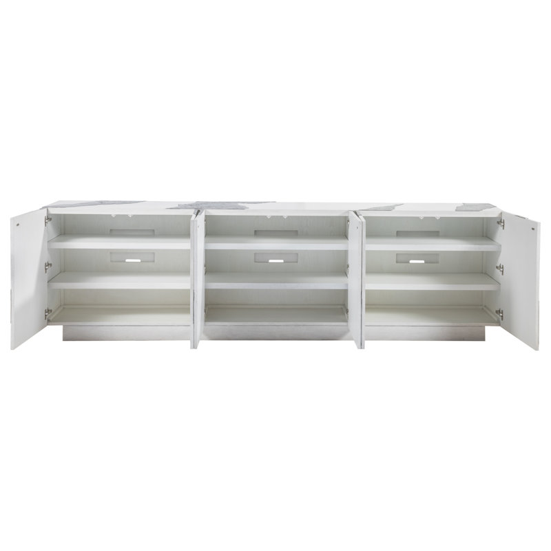 Nordic White and Gray Oak Media Console with Zinc Inserts