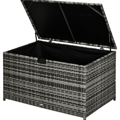 Storage Deck Box, 113 Gallon. , Dark Gray. Waterproof. Holds Pool Supplies, Garden Tools. Easy To Open And Close Gallon Outdoor . Gray, Patio Furniture Cushions, Soundproof
