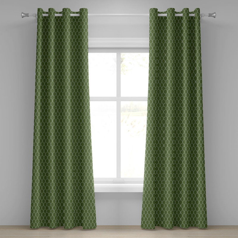 Rideau à œillets à 2 panneaux Latitude Run Green, vert olive et blanc, L 50 po x L 108 po