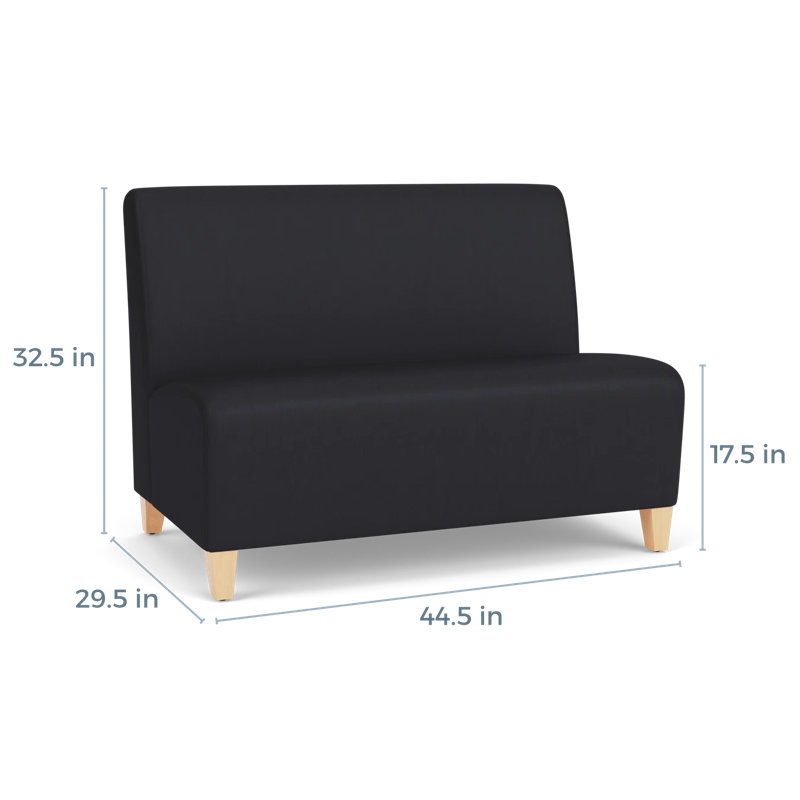 Causeuse sans accoudoirs Ravenna, Noir Patriot Plus, Bois naturel