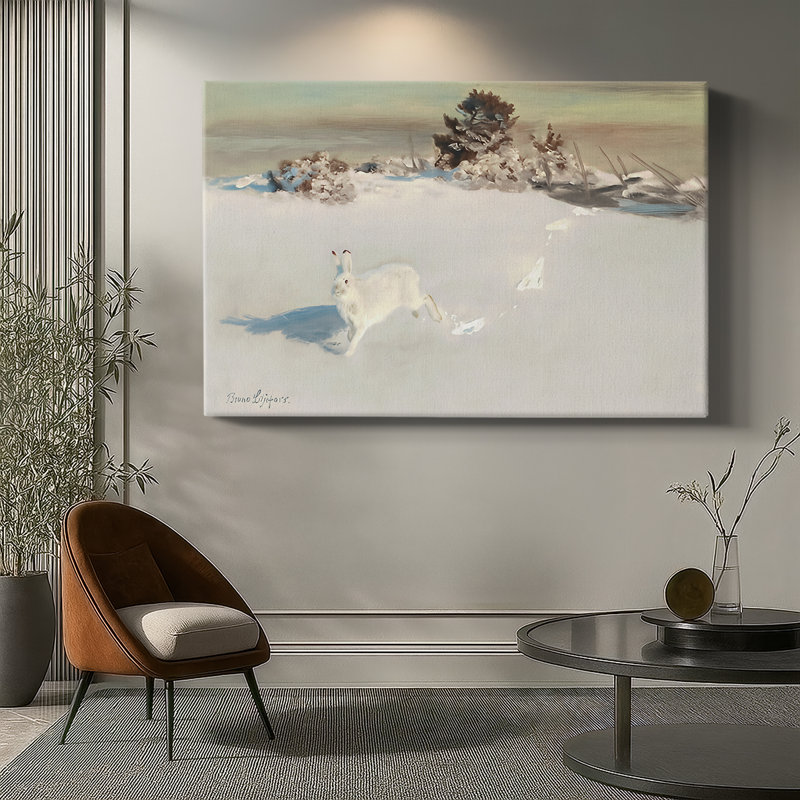 Bruno Liljefors "Winter Hare (Skogshare i vinterlandskap)" - Museum Quality Gallery Wrapped Canvas Wall Art, 18x27