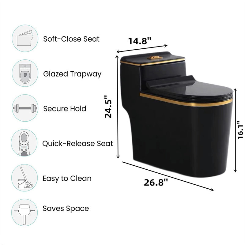 Toilette allongée monopièce à double chasse (siège inclus)