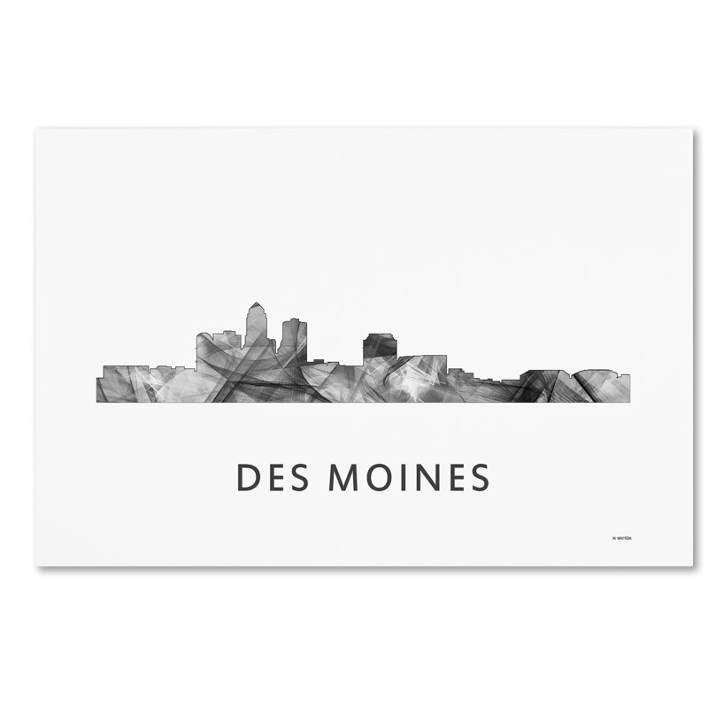 « des moines iowa horizon wb-bw », impression sur toile tendue, H 16 po x l 24 po x P 2 po