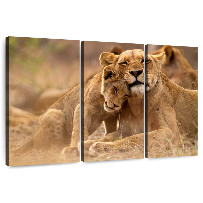 Brampt Lioness And Cub, 42" H x 65" W