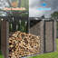 Outdoor Metal Firewood Rack And Storage Shed, Brown And Black,Two-In-One Function