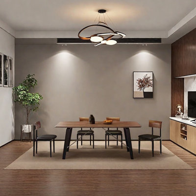 Sintered stone with solid wood dining table set
