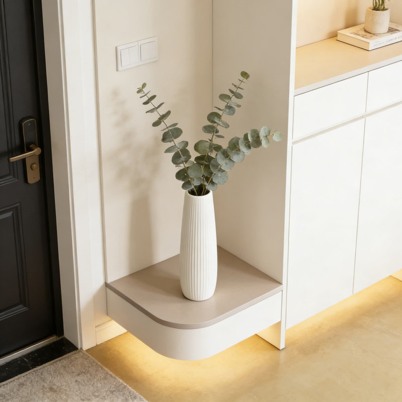Grand vase de sol en céramique, grand vase à fleurs de 17,7 pouces pour la décoration intérieure, salon de campagne moderne, chambre à coucher, bureau, glacis blanc brillant