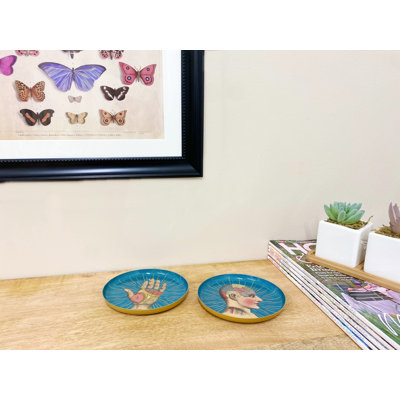 Metal Round 2 Piece Coaster Set