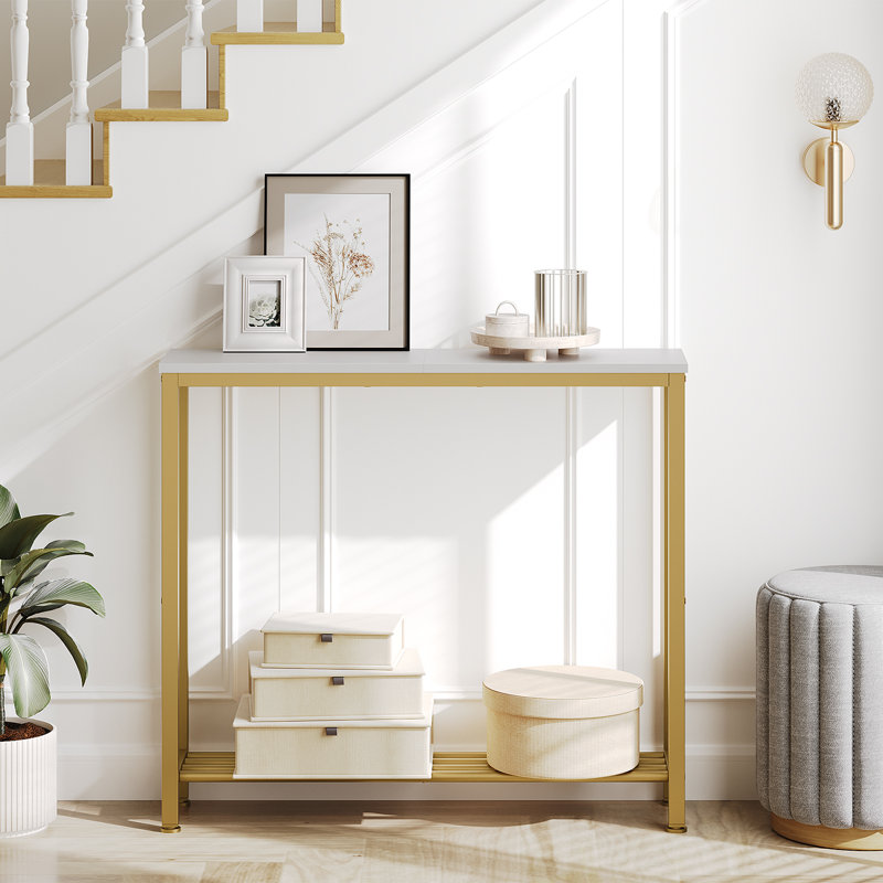 29.5" 2-Tier Small Console Table Narrow Sofa Table with Storage