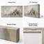 Tableau panoramique abstrait de montagne gris brumeux et or sur toile tendue-1399150444