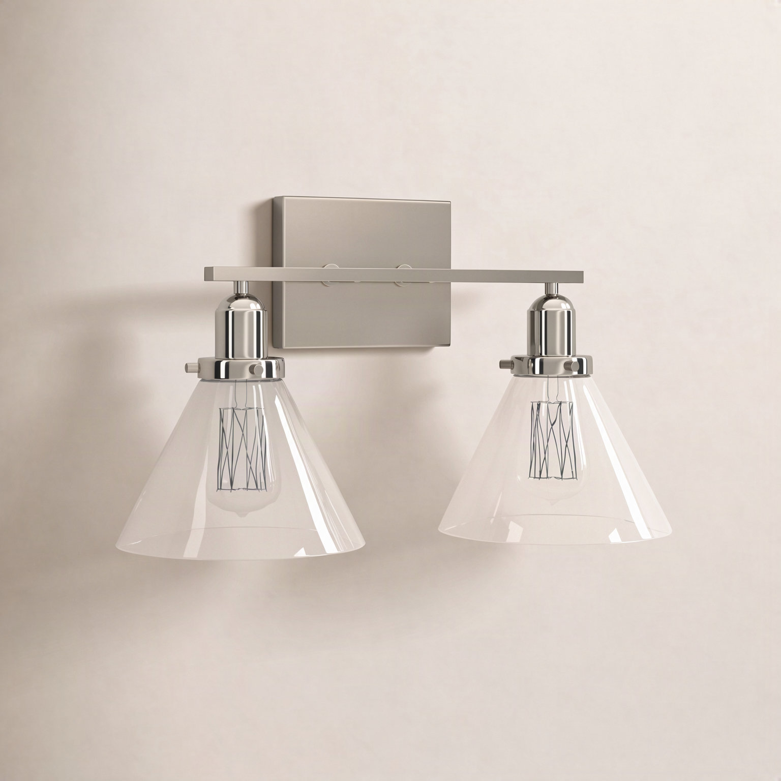 Catalina 2-Light Dimmable Vanity Light, Polished Nickel