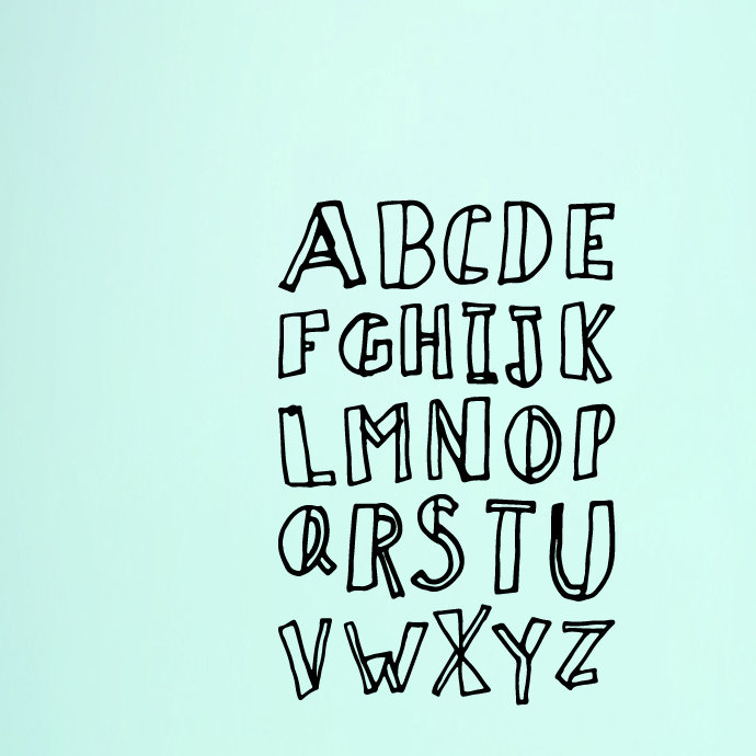 Décalcomanie murale alphabet doodle, Noir