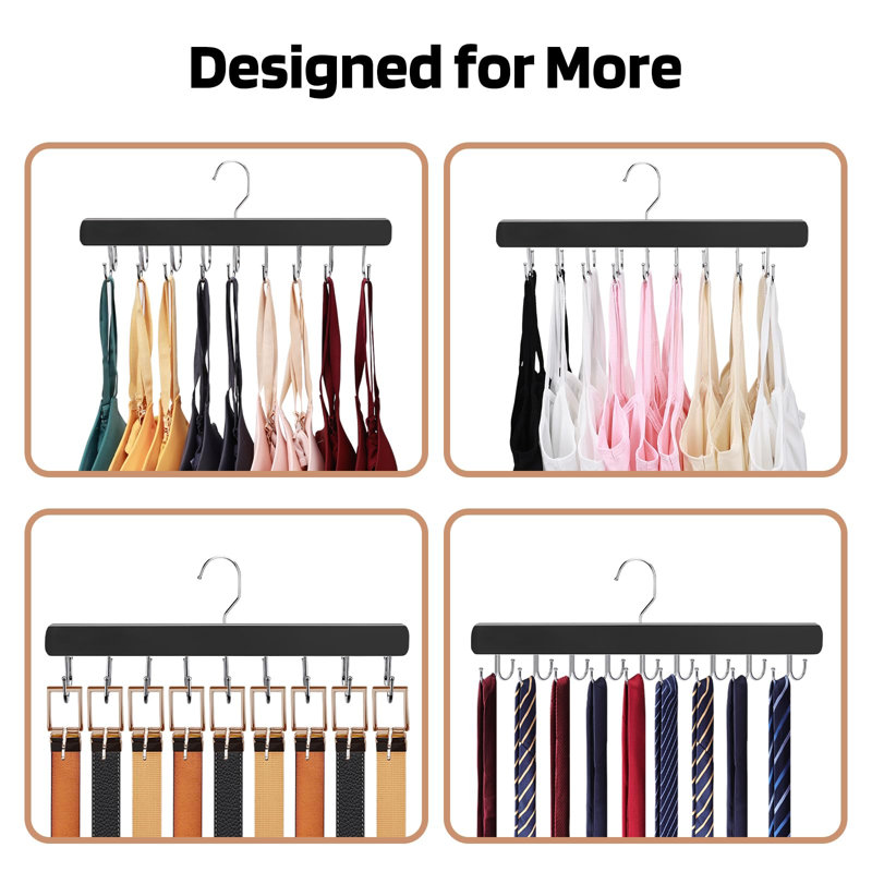 2 Pack Bra Hanger for Closet Organizer, Premium Tank Top Hangers,Natural, Black