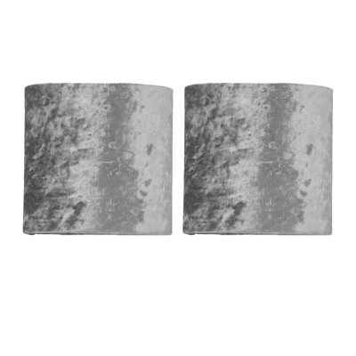 15cm H Velvet Drum Lamp Shade ( Uno ) in Grey