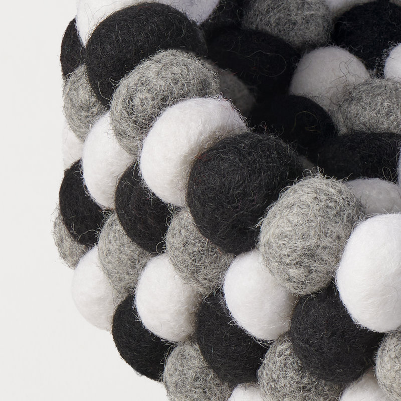MODWOOL 9" Hand-Felted Wool Decorative Bowl (Neutrals), Black/White/Gray, 3" H x 9" W x 9" D