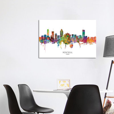 Montreal Canada Skyline by Michael Tompsett - 1 Piece Wrapped Canvas Wall Art