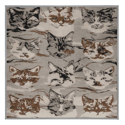 Washable Marbled Cat Big Cats Area Rug