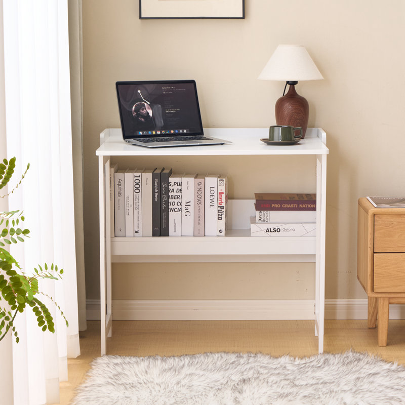 Table pliante avec tablette de rangement, bureau d'ordinateur pliable de 32,6 pouces pour les petits espaces, petit bureau pour chambre à coucher, bureau à domicile, dortoir et appartement