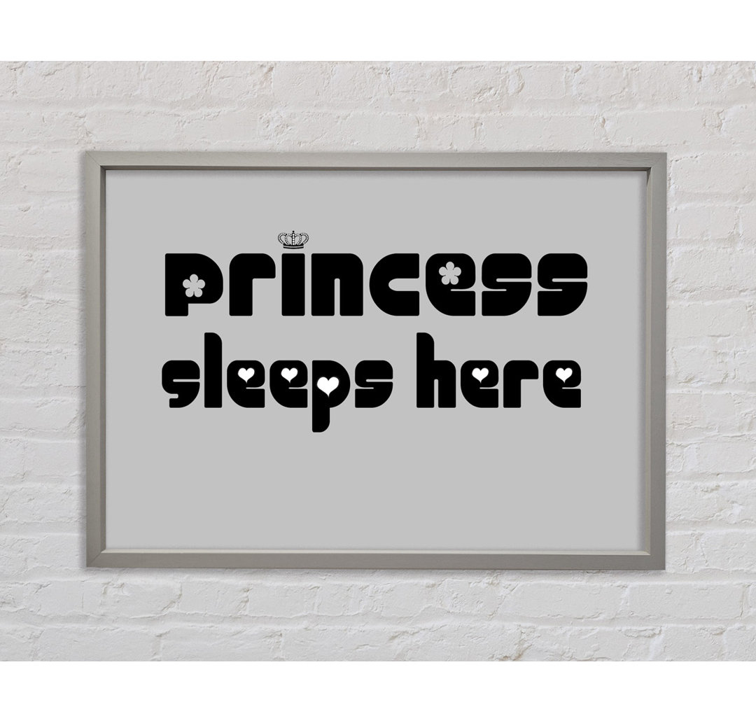 Princesss Sleeps Here 2 Grau - Einzelner Bilderrahmen Typografie auf Leinwand