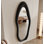 Miroir pleine longueur 63 po x 24 po, miroir ondulé irrégulier, miroir de plancher arqué, miroir mural suspendu ou appuyé contre le mur pour la chambre à coucher, miroir en bois enveloppé de flanelle