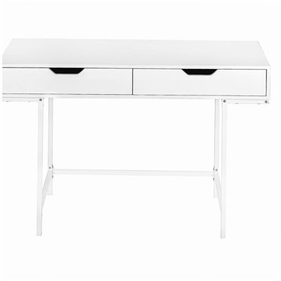 Bureau d'ordinateur, bureau personnel, ordinateur portable, tiroirs de rangement, l 48 po, travail, stratifié blanc, métal blanc, contemporain, moderne