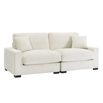 Modular Sectional - 4 Seater Corduroy With 2 Benches & Pillows, Unbeatable Comfort And Stylish Living Room Addition For Home Interior