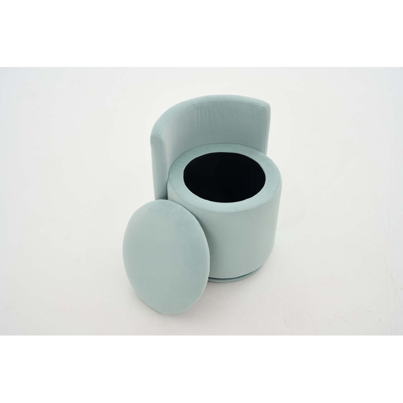 Fauteuil d'appoint pivotant en velours avec rangement dissimulé et dossier incurvé ergonomique, Velours bleu pacifique