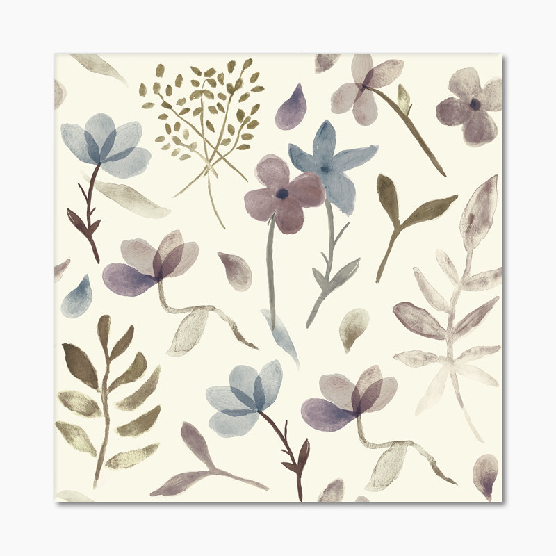 Floral, aquarelle, isolé sur blanc, reproduction d'art sur toile, H 36 po x l 36 po x P 1 po, Toile tendue