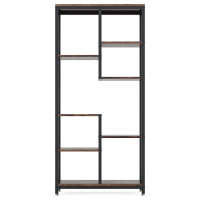 69.2" 6-Tier Rustic Brown Industrial 8-Shelf Etagere Bookcase Storage Display Rack For Living Room, Bedroom