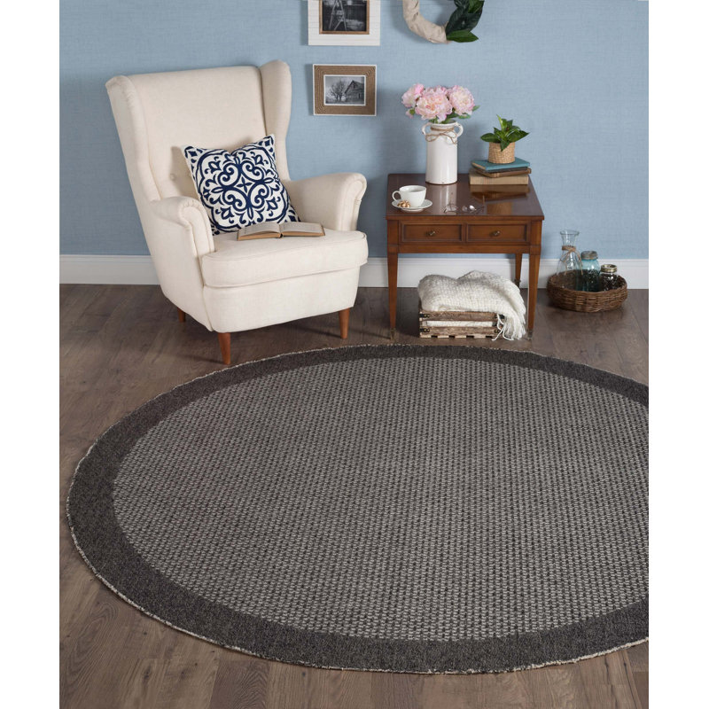 Tapis noir Ahders, Rond 5 pi 1 po