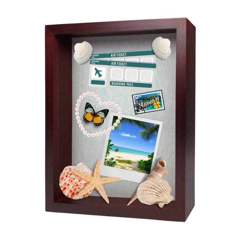 11"X14" Solid Wood Mahogany Display Shadow Box Frame - Solid Wood Memory Box For Keepsakes (Picture Box, Military, Wedding, Graduation, And Flower Shadow Box)