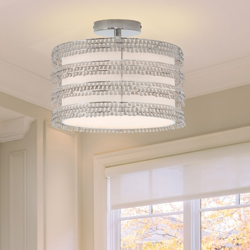 Plafonnier à abat-jour cylindrique argent 13,375 po Quigley
