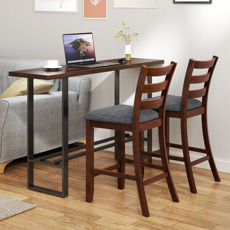 Japhet Upholstered Counter Stool with Solid Wood Frame, 2