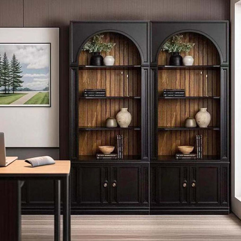Black solid wood bookcase (Set of 2)