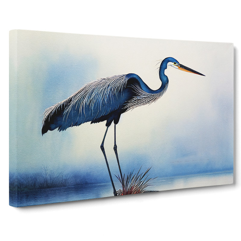 Heron Bird Watercolour Vol.2 - Wrapped Canvas, 35cm H x 50cm W x 3cm D