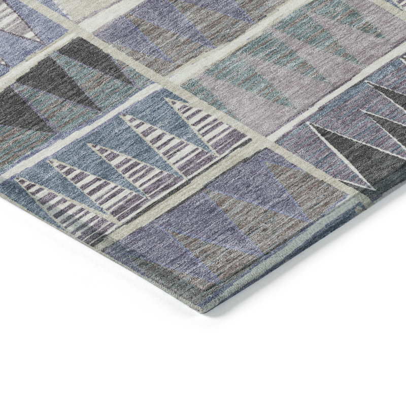 Machine Washable Indoor/Outdoor Husby ACN2205 Geometric Rug, Runner 2'3" x 7'6"