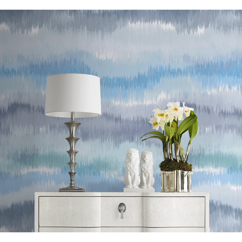 Luxe Haven Ikat Waves Peel and Stick Wallpaper, Lakeside