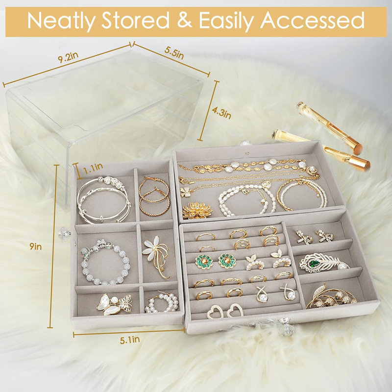 Organisateur de boîte à bijoux 3 tiroirs, boîtes à bijoux et organisateurs avec boucle d'oreille