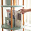 Étagère de rangement, bibliothèque rotative à 360 °, bibliothèque à 3 niveaux avec espace de rangement grande capacité