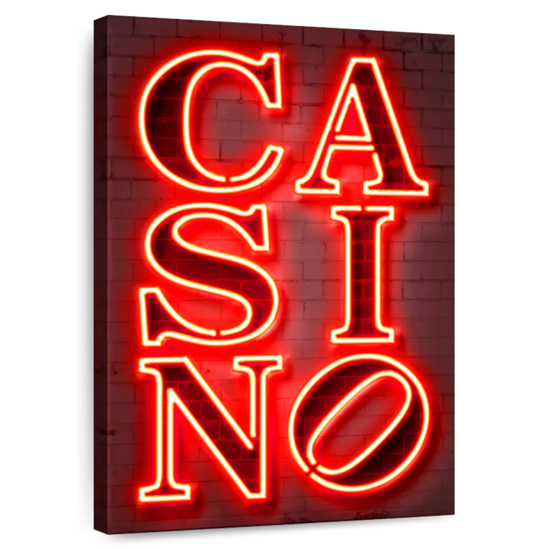 Neon Casino Sign, 12" H x 8" W
