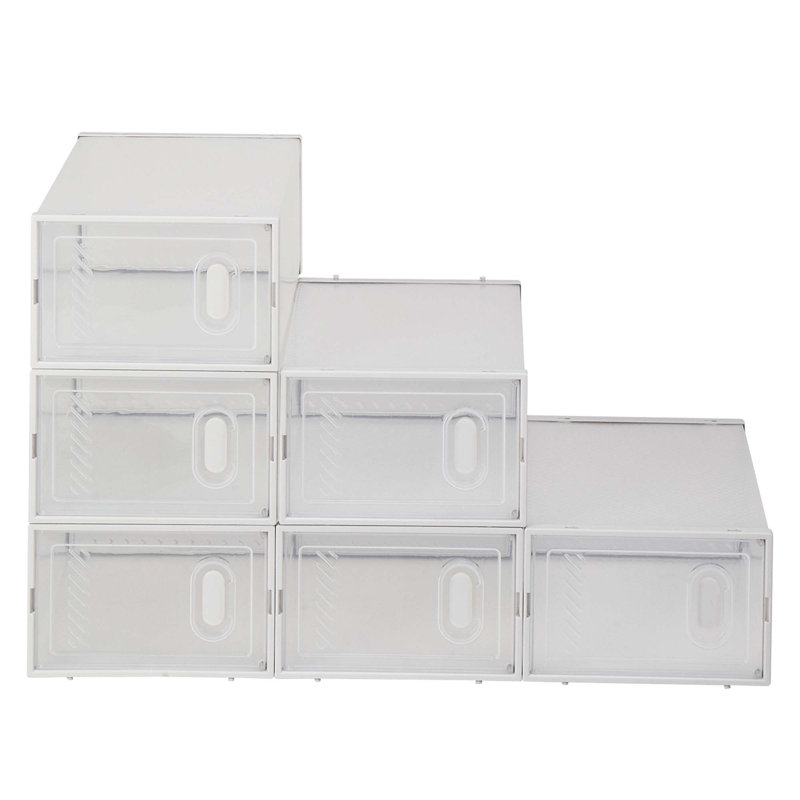 Shoe Storage Boxes 6 Pack Clear Plastic Stackable