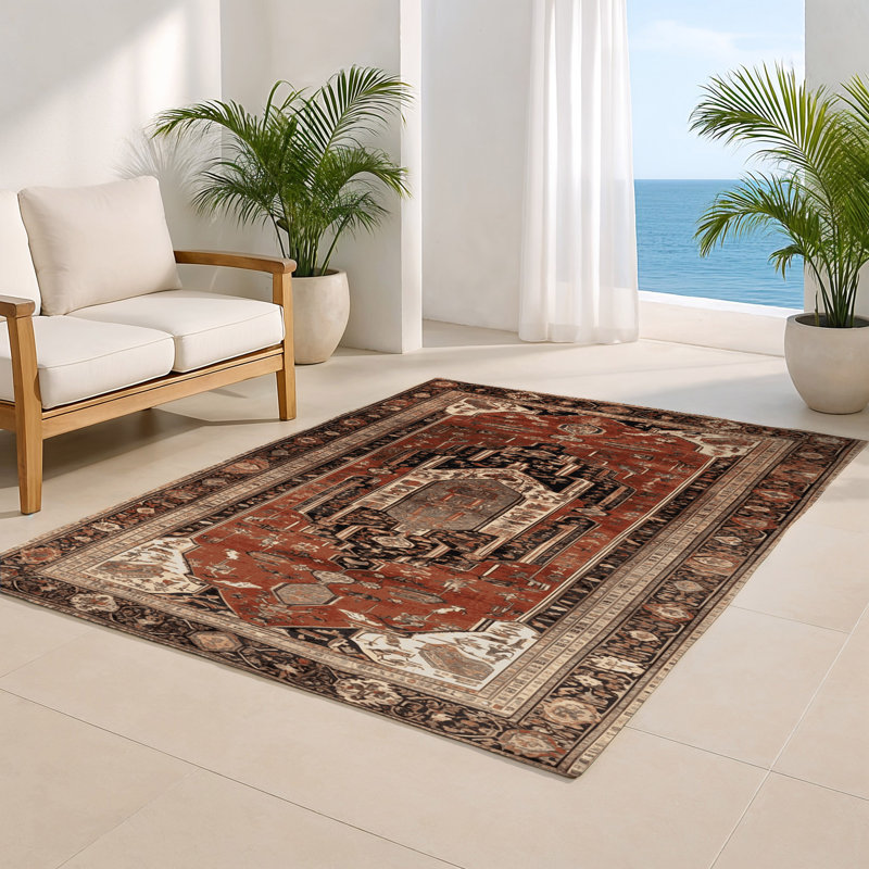 Tapis d'intérieur et d'extérieur brun Persian, Rectangle 4pi x 6 pi