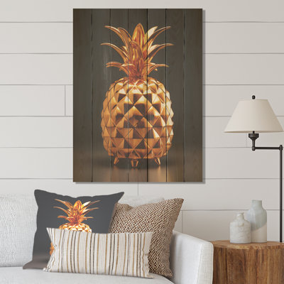 Impression d'or doré II - ananas sur bois