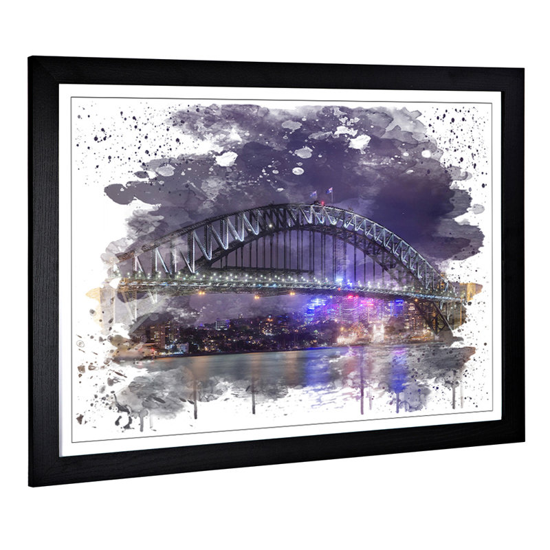 Sydney Australia Harbour Bridge - Wall Art, 45cm H x 62cm W, Framed Picture
