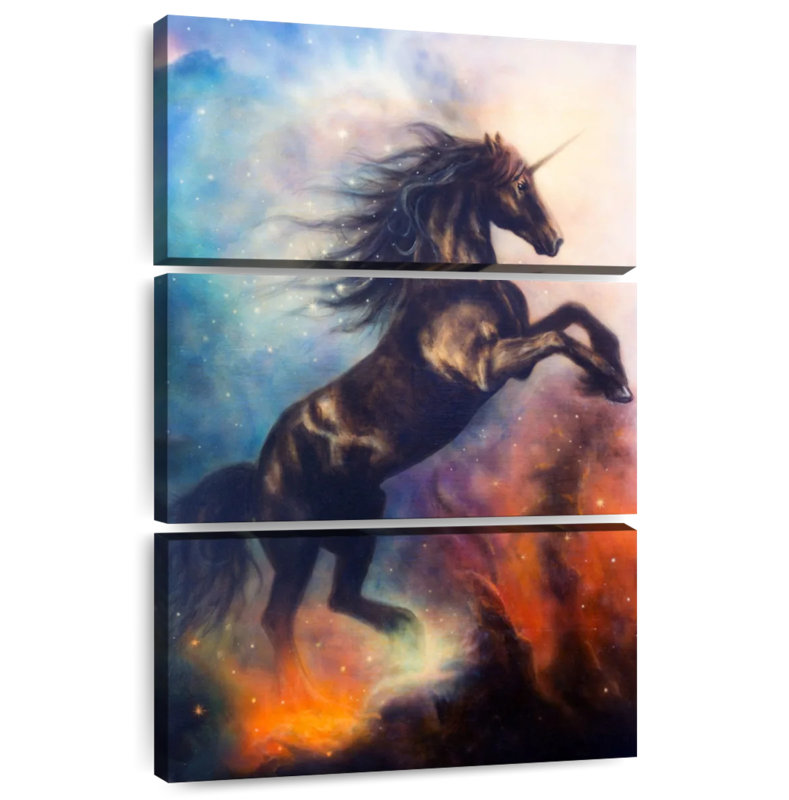 Cosmic Black Unicorn, 74" H x 48" W