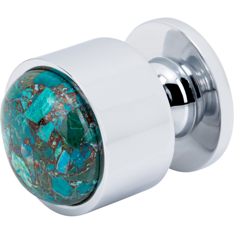 Firesky Diameter Knob, Polished Chrome, Mohave Turquoise, 1 3/8"