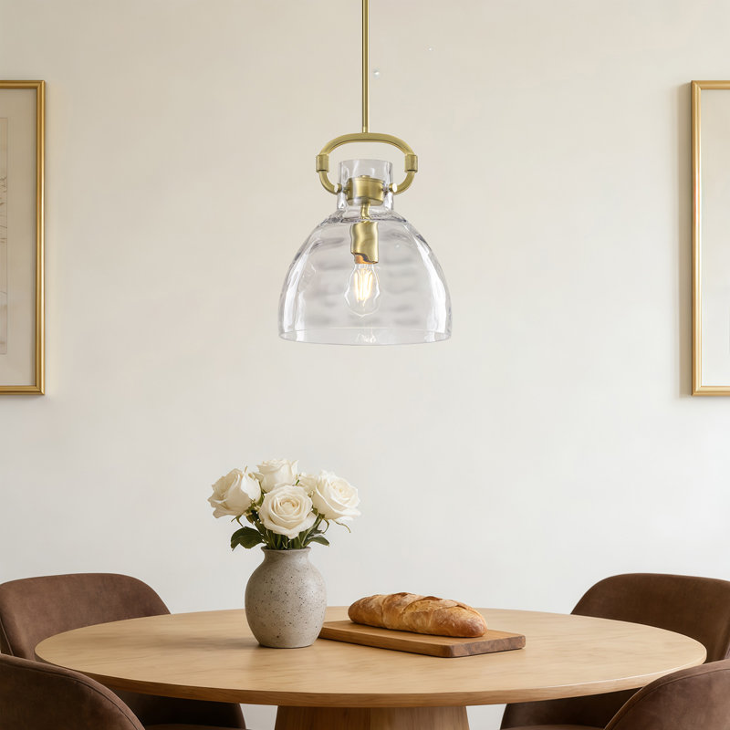 Rooker 1 - Light 9.8in Single Pendant, Hammered, Brushed Gold