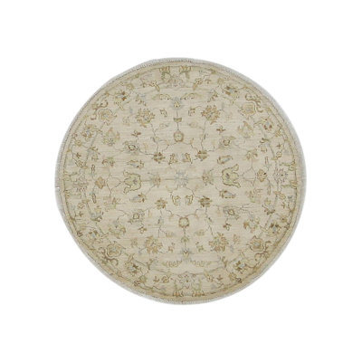 Daugherty Hand Knotted 4x4 Ivory Round