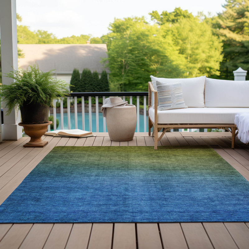 Kinslee Flatweave Synthetic Abstract Indoor / Outdoor Rug, Rectangle 5' x 7'6"