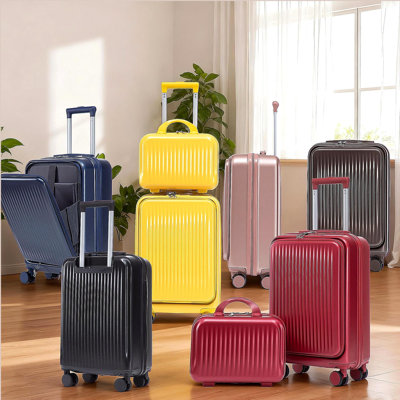 14 "/ 20" 2 pièces / ensemble dans un bagage à roulettes en ABS, avec serrure à combinaison et ouverture avant, étui à cosmétiques 14 "
